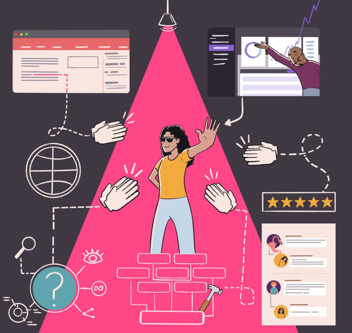 A business owner working on her reputation management across review platforms