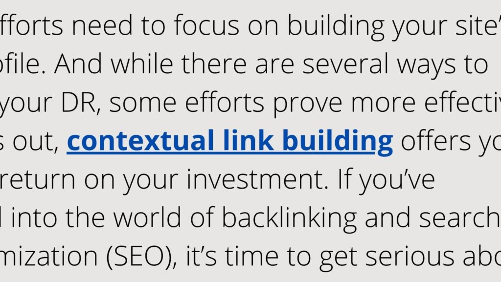 contextual link bul=ilding highlighted and underlined like a hyperlink