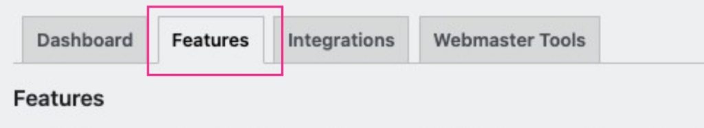 locate the features tab in yoast seo