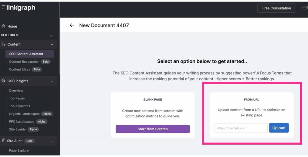 Upload a content page from a URL