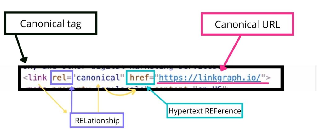 A breakdown of all the parts of a canonical tag