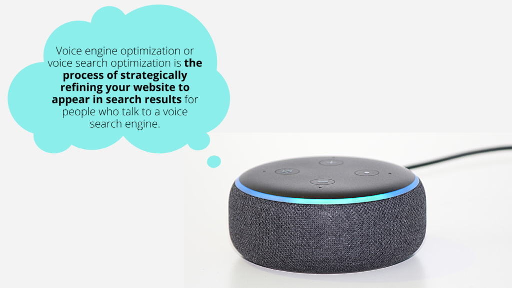 Alexa smart speaker explaining what voice engine optimization is