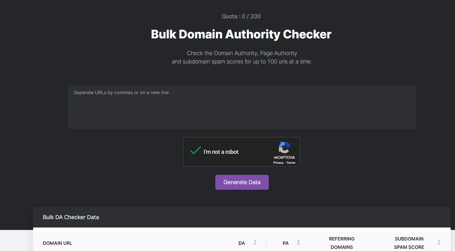 Bulk DA Checker