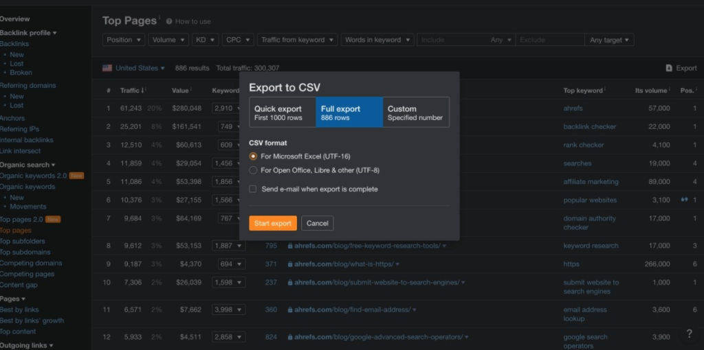 ahrefs screenshot