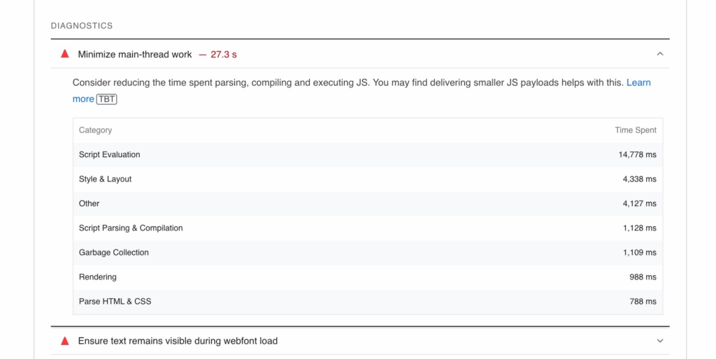 Google PSI opportunities to increase page speed example