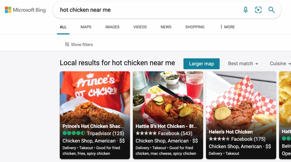 bing local search
