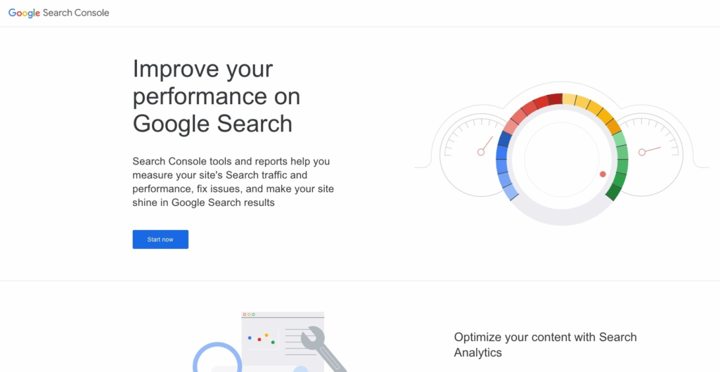 Google Search Console homepage screenshot