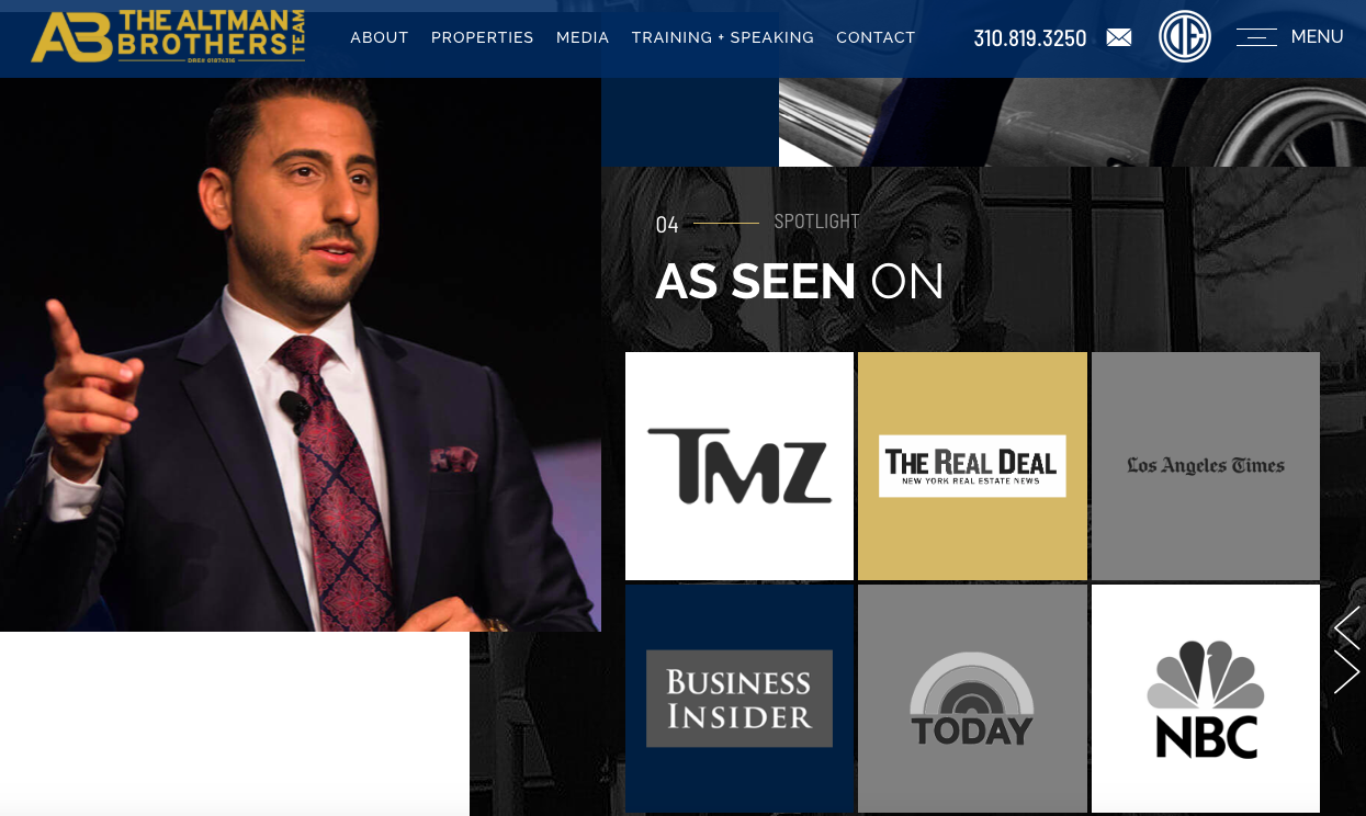Screenshot of a real estate group's homepage