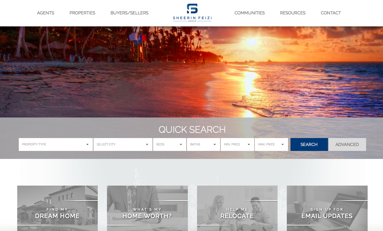 Screenshot of a real estate agency's homepage