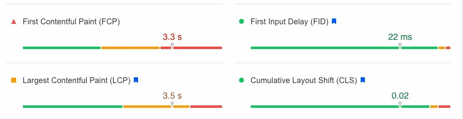 Page Experience report screenshot from PageSpeedInsights