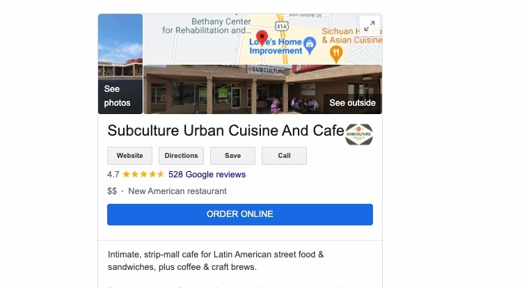 Screenshot of an example business listing