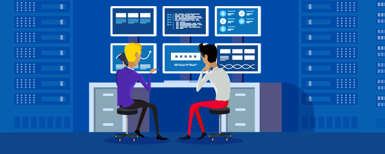 two SEOs staring at a computer looking at keyword positions 