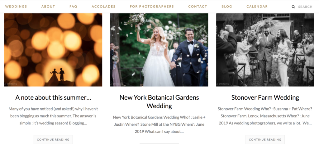 Example of photography blog with good SEO for photographers