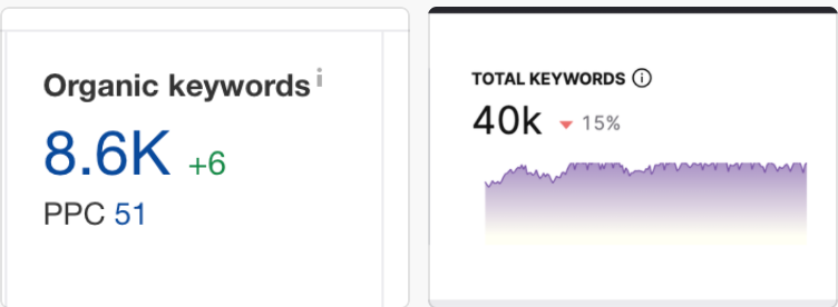 Comparison between organic keywords in Ahrefs and LinkGraph's GSC Insights