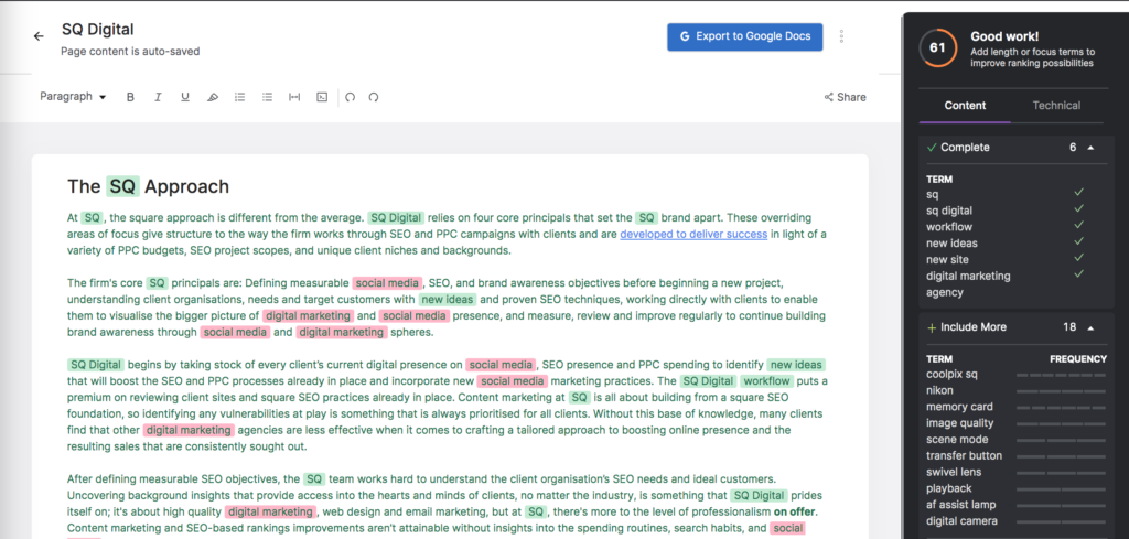 LinkGraph's SEO Content Assistant tool