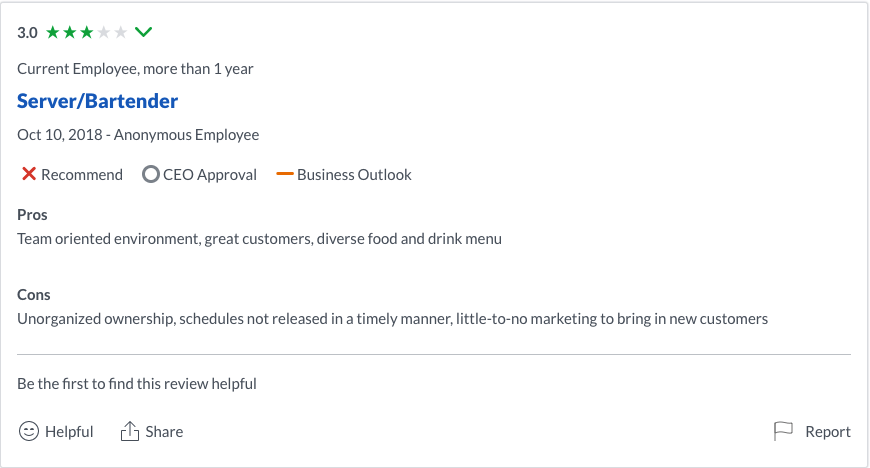 Negative glassdoor review