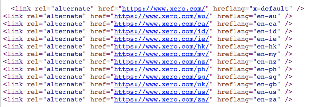 hreflang tag with all language variation attributes